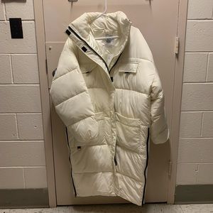 Urban outfitters long ivory puffer coat